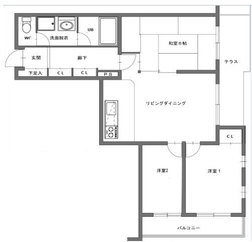 自由が丘パークヒル(3LDK/2階)の間取り写真