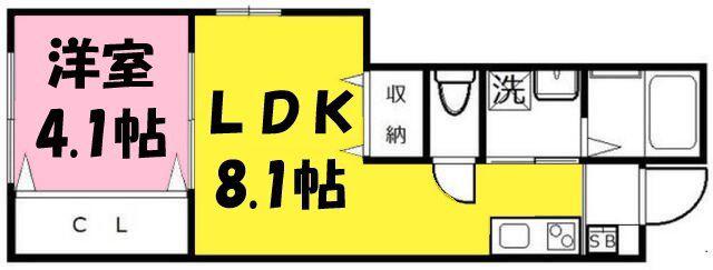 PACE美園(1LDK/1階)の間取り写真