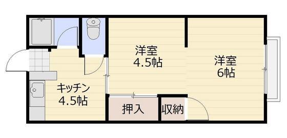 たつみコーポ(1K/2階)の間取り写真
