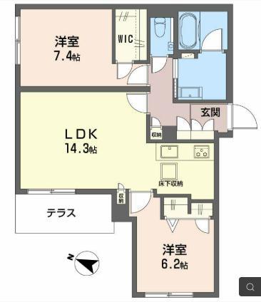 シャーメゾン シエロ(2LDK/1階)の間取り写真