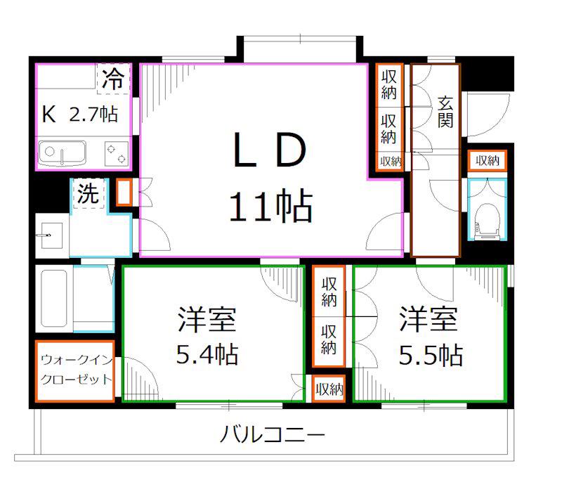 LANAI GRACE KUNITACHI(2LDK/3階)の間取り写真