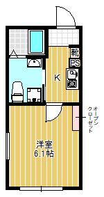 IRIS NAKANOBU(1K/1階)の間取り写真