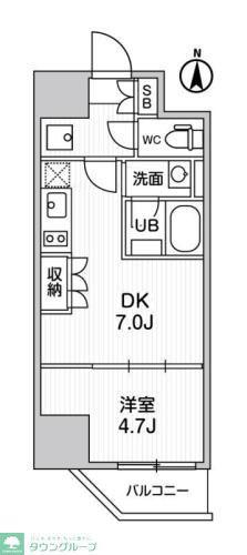 ALTERNA亀戸III(1DK/12階)の間取り写真