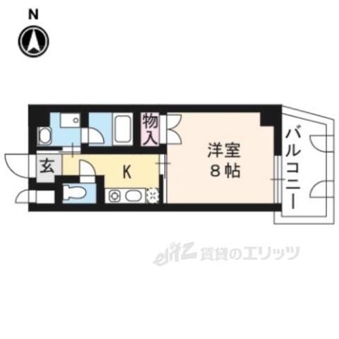 ルピナス北山(1K/4階)の間取り写真
