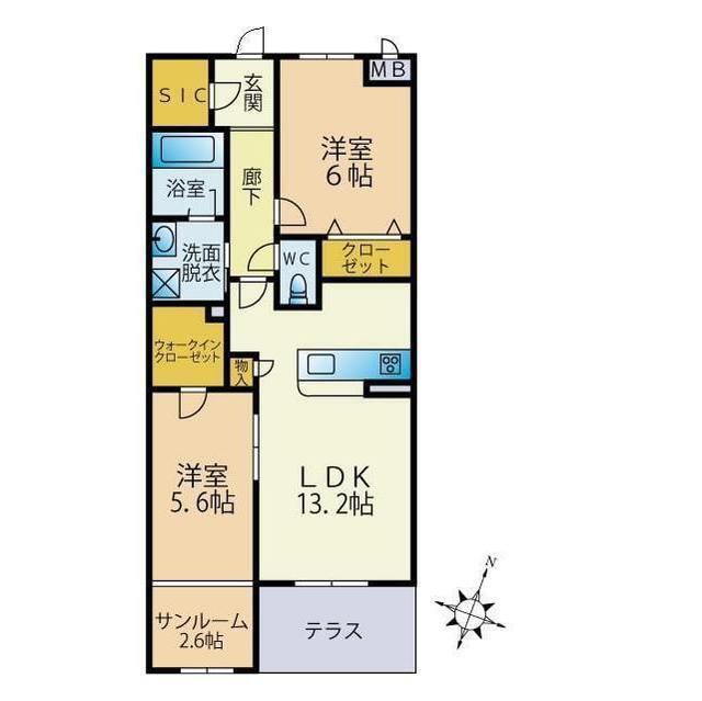 TOWAII(2LDK/1階)の間取り写真