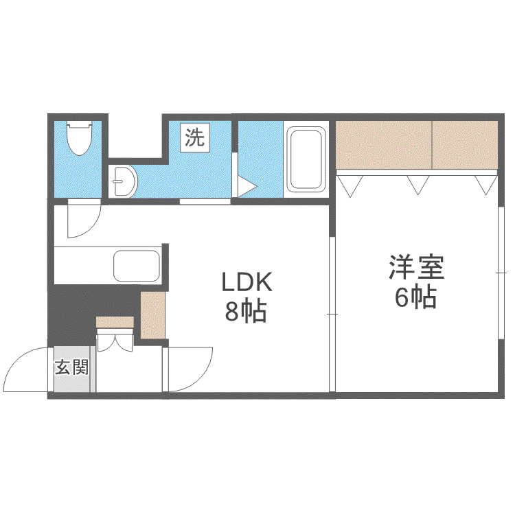 ディアコート北34条(1LDK/1階)の間取り写真