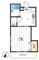 鹿山ハイツ(1K/3階)の間取り写真