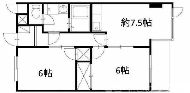 カノークススリーSマンション(2DK/3階)の間取り写真