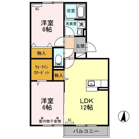 プリモディーネ A302(2LDK/3階)の間取り写真