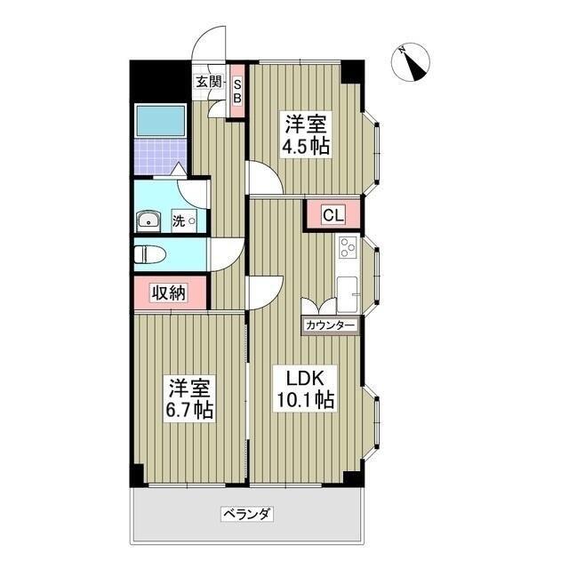 かさまビル9(2LDK/6階)の間取り写真