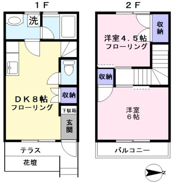 メゾンシマダII(2DK/1階)の間取り写真