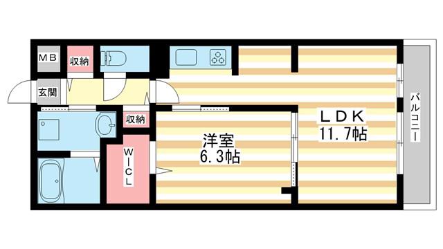 サンガーデンM(1LDK/3階)の間取り写真