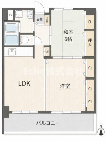 グローリーヨシダ(2LDK/7階)の間取り写真