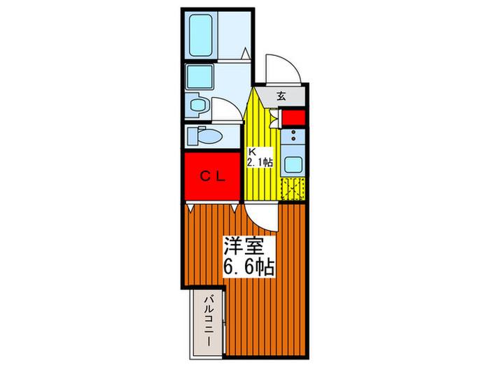 グランコート鳩ヶ谷(1K/2階)の間取り写真