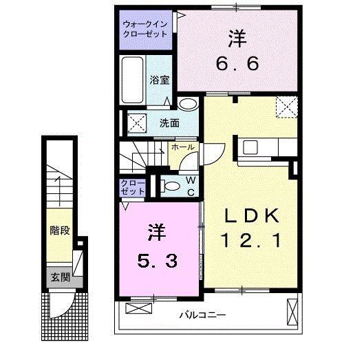 ルミエール小坂井A(2LDK/2階)の間取り写真