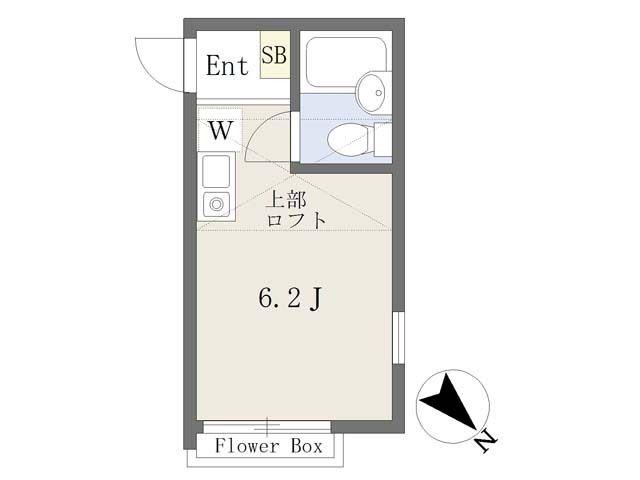 シャトーカンヌ(ワンルーム/2階)の間取り写真