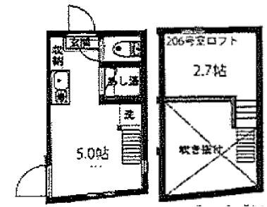 シエル中野(ワンルーム/2階)の間取り写真