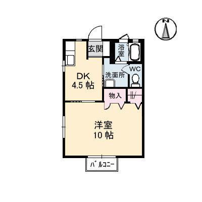 ディアス住吉II(1DK/2階)の間取り写真