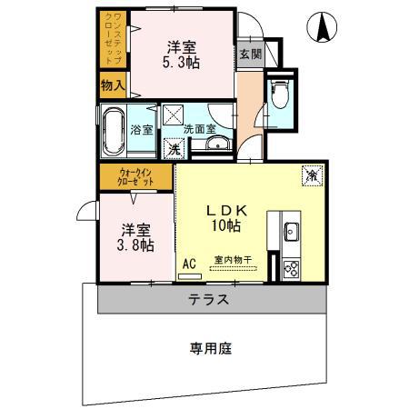 ウィット八平 A棟(2LDK/1階)の間取り写真