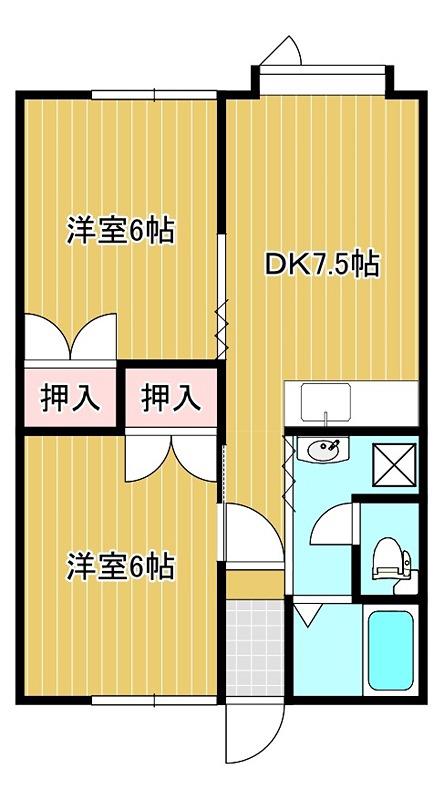 コーポサーフライフ(2DK/1階)の間取り写真