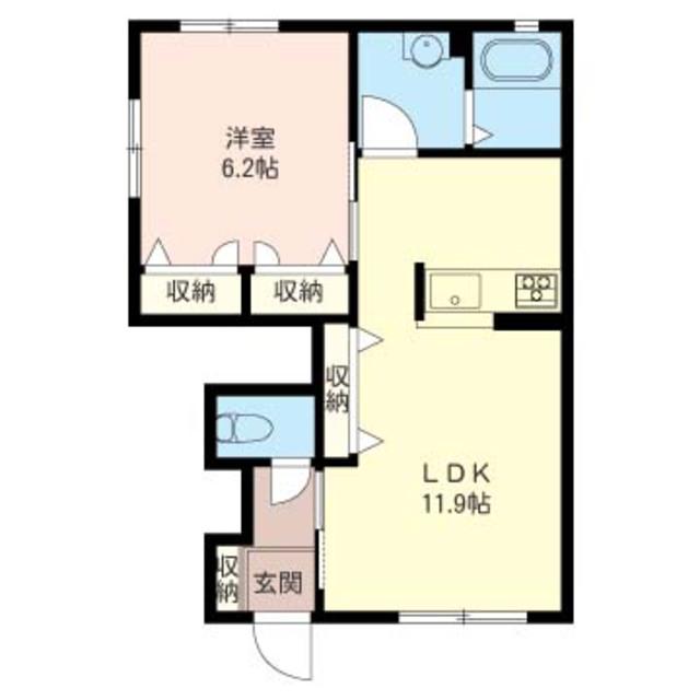 BLUE EARTH(1LDK/1階)の間取り写真