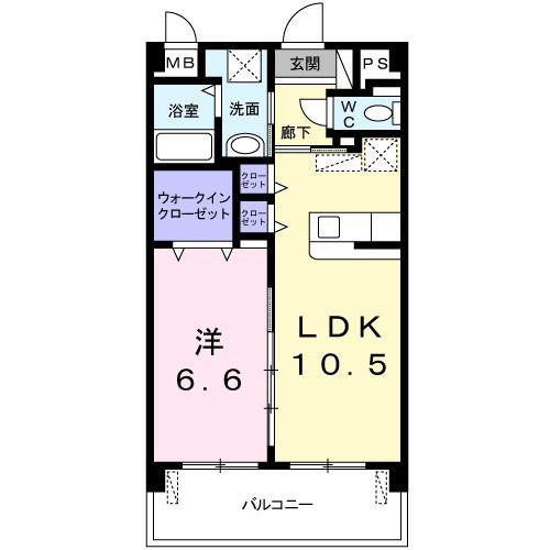 LEGACYみどり町(1LDK/4階)の間取り写真