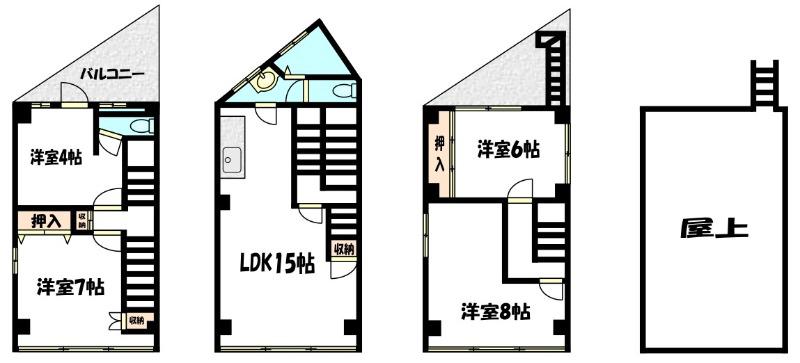 壬生馬場町ビル(4LDK/2階)の間取り写真