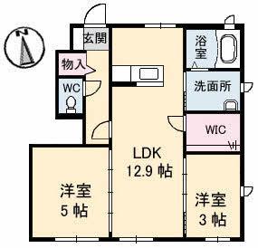 ディライフルA・B棟(2LDK/1階)の間取り写真