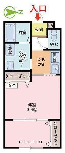 URBAN BRANZ SQUARE II棟(1DK/2階)の間取り写真
