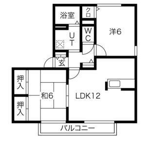 イーストハイムII(2LDK/2階)の間取り写真