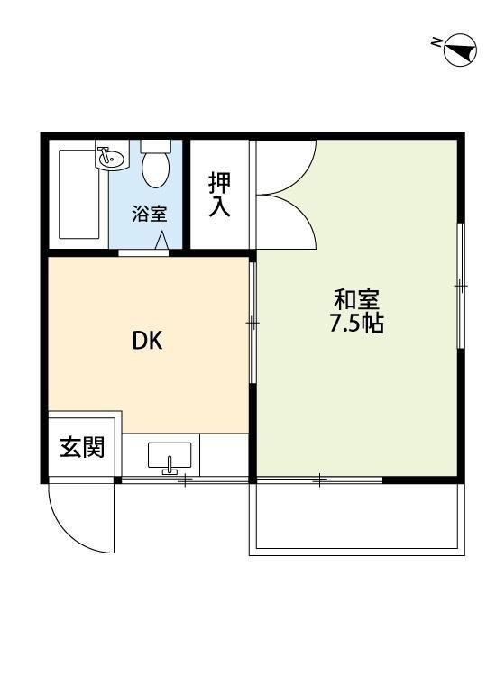 シャイニーコート(1DK/2階)の間取り写真