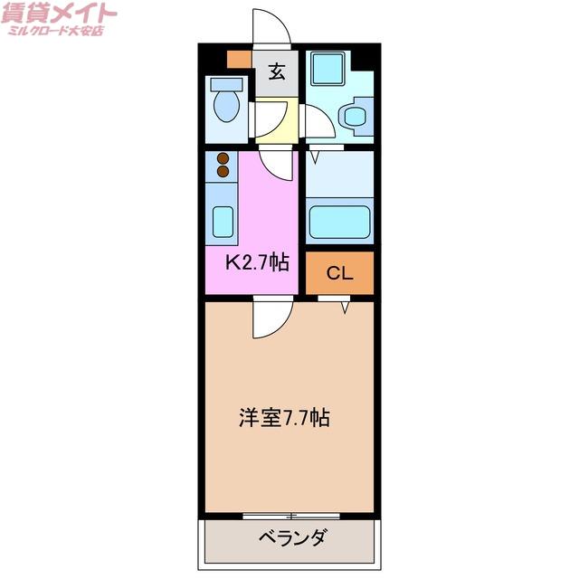 サンイルマーレ(1K/3階)の間取り写真