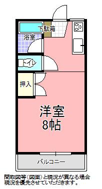 ESTATE MITO B棟(ワンルーム/2階)の間取り写真