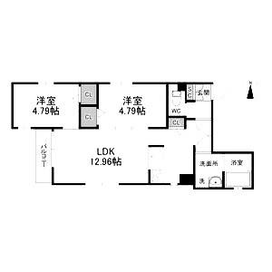 プレシャス新栄(2LDK/2階)の間取り写真