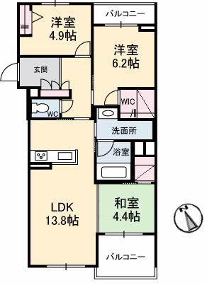リーストソフィア(2LDK/3階)の間取り写真