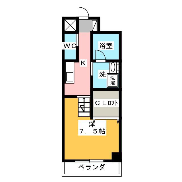 天王町コンフォート(1K/6階)の間取り写真