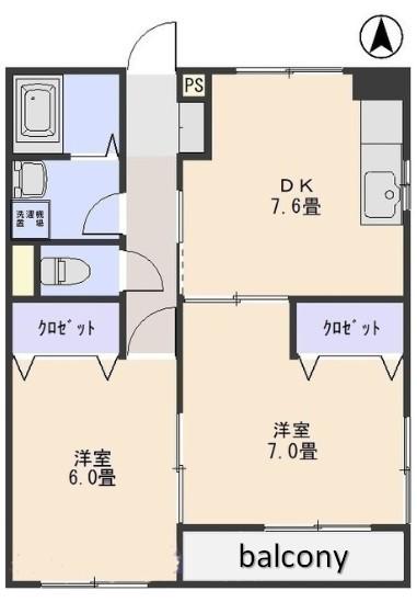 エントピアYUUKI(2DK/1階)の間取り写真