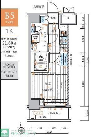 メインステージ元住吉(1K/4階)の間取り写真