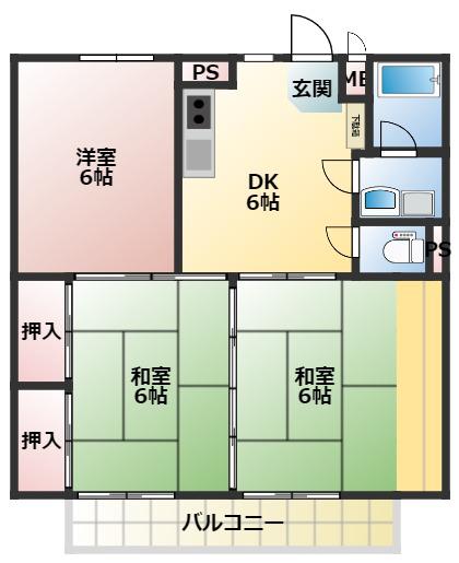 ファミール畠山III(3DK/2階)の間取り写真