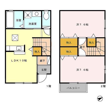 アヴェニール三渓園(2LDK/1階)の間取り写真