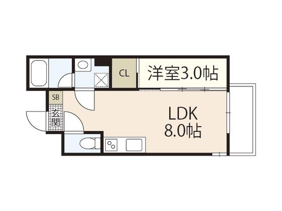 S-MOVE庚午北NEO(1LDK/2階)の間取り写真