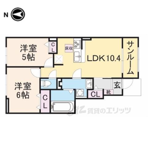 ボナールⅠ(2LDK/2階)の間取り写真