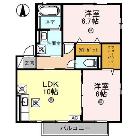 リビングタウン渕 A(2LDK/1階)の間取り写真