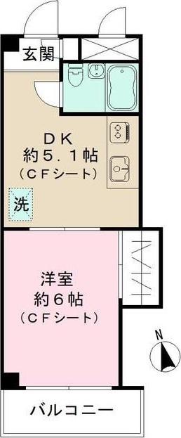 コム・トーコー(1DK/2階)の間取り写真