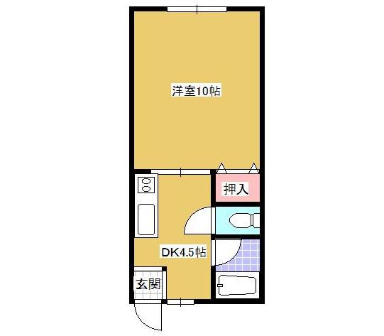 コーポ金谷B(1DK/2階)の間取り写真