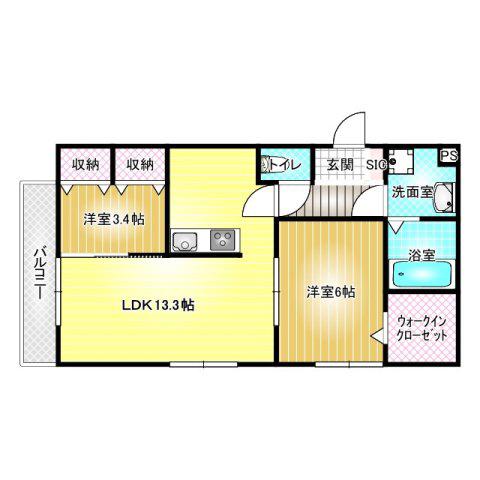 メゾンドエスポヮール(2LDK/2階)の間取り写真