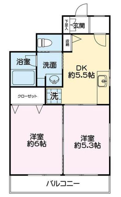 小名木ハイツII(2DK/1階)の間取り写真