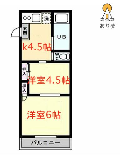 コーポ白楽(2K/1階)の間取り写真