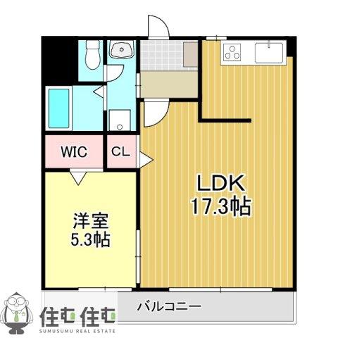 ハピネス山之手(1LDK/6階)の間取り写真