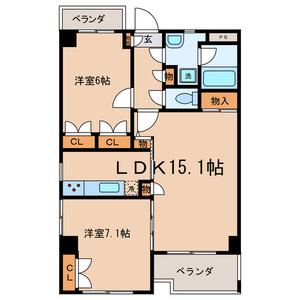 フィールドストーン調布(2LDK/1階)の間取り写真